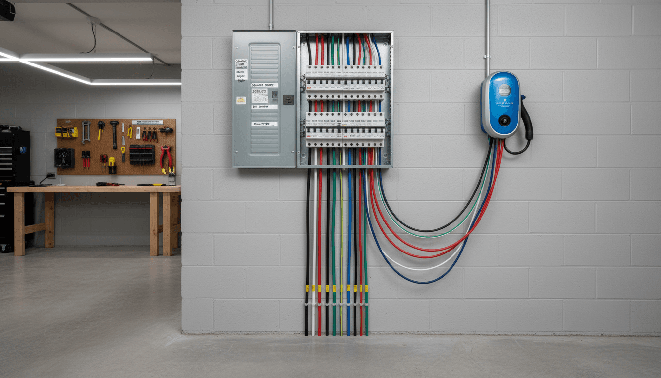 Finished electrical panel with neatly organized labeled wires