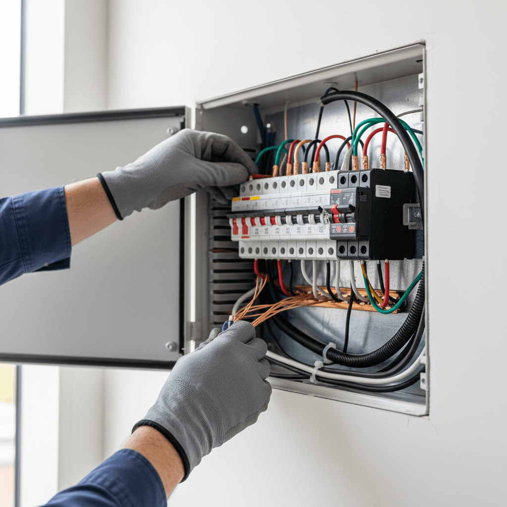 electrician working on a residential electrical panel